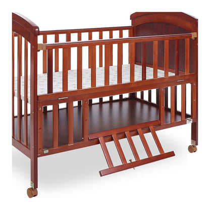 TINNES WOODEN BABY COT WITH STORAGE – BROWN