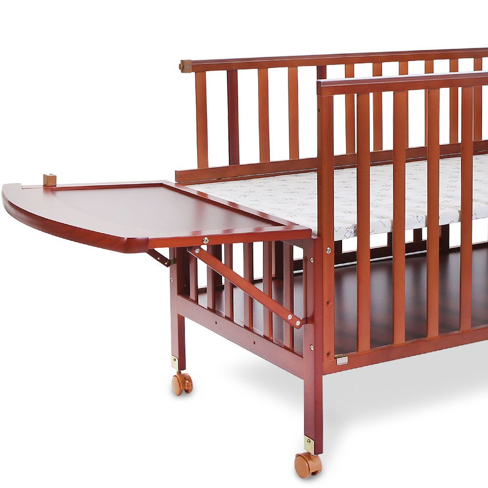 TINNES WOODEN BABY COT WITH STORAGE – BROWN