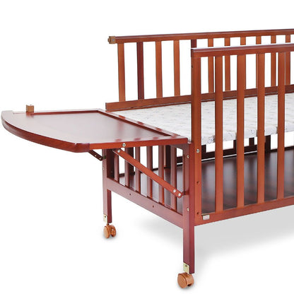 TINNES WOODEN BABY COT WITH STORAGE – BROWN