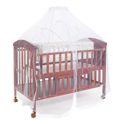 TINNES WOODEN BABY COT WITH STORAGE – BROWN
