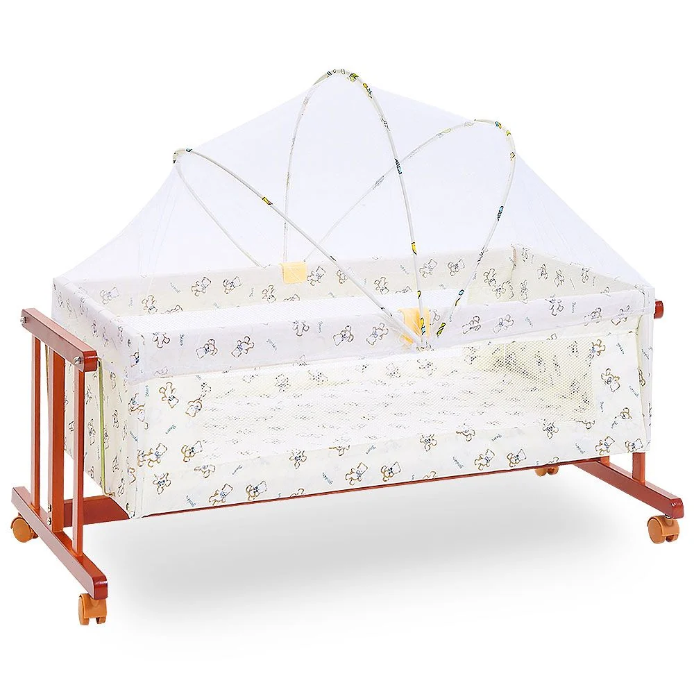TINNES WOODEN BABY COT WITH STORAGE – BROWN