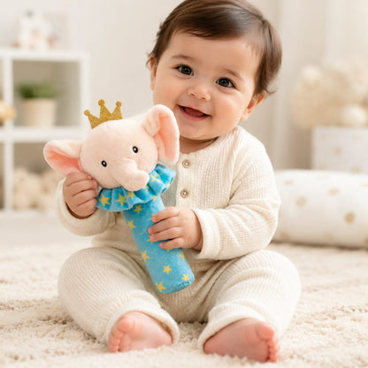 “Little Prince Elephant Baby Rattle – Plush Toy”