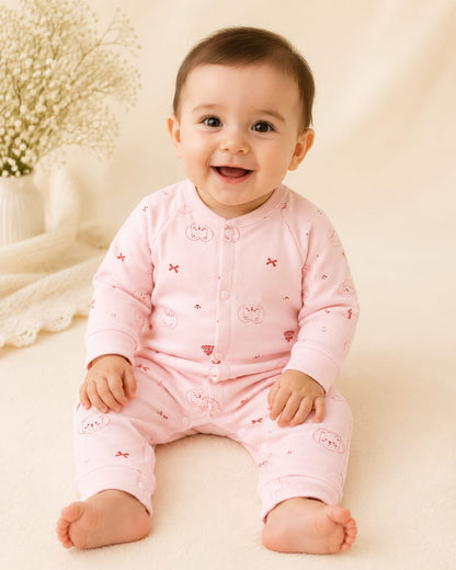 Blush Bunny Print Winter Romper