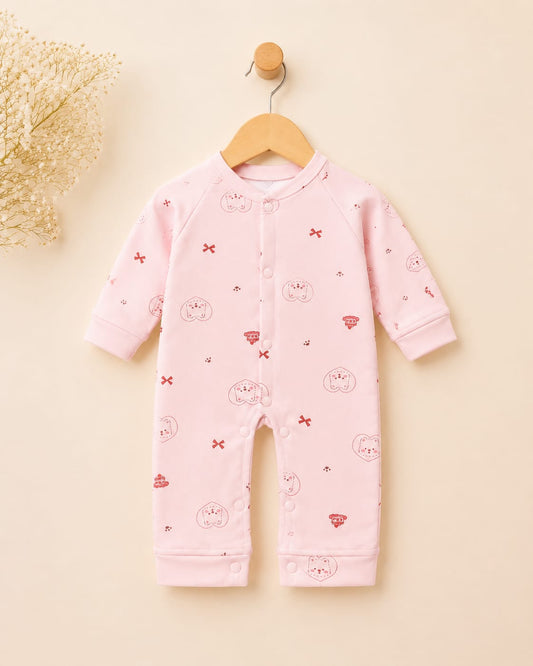 Blush Bunny Print Winter Romper