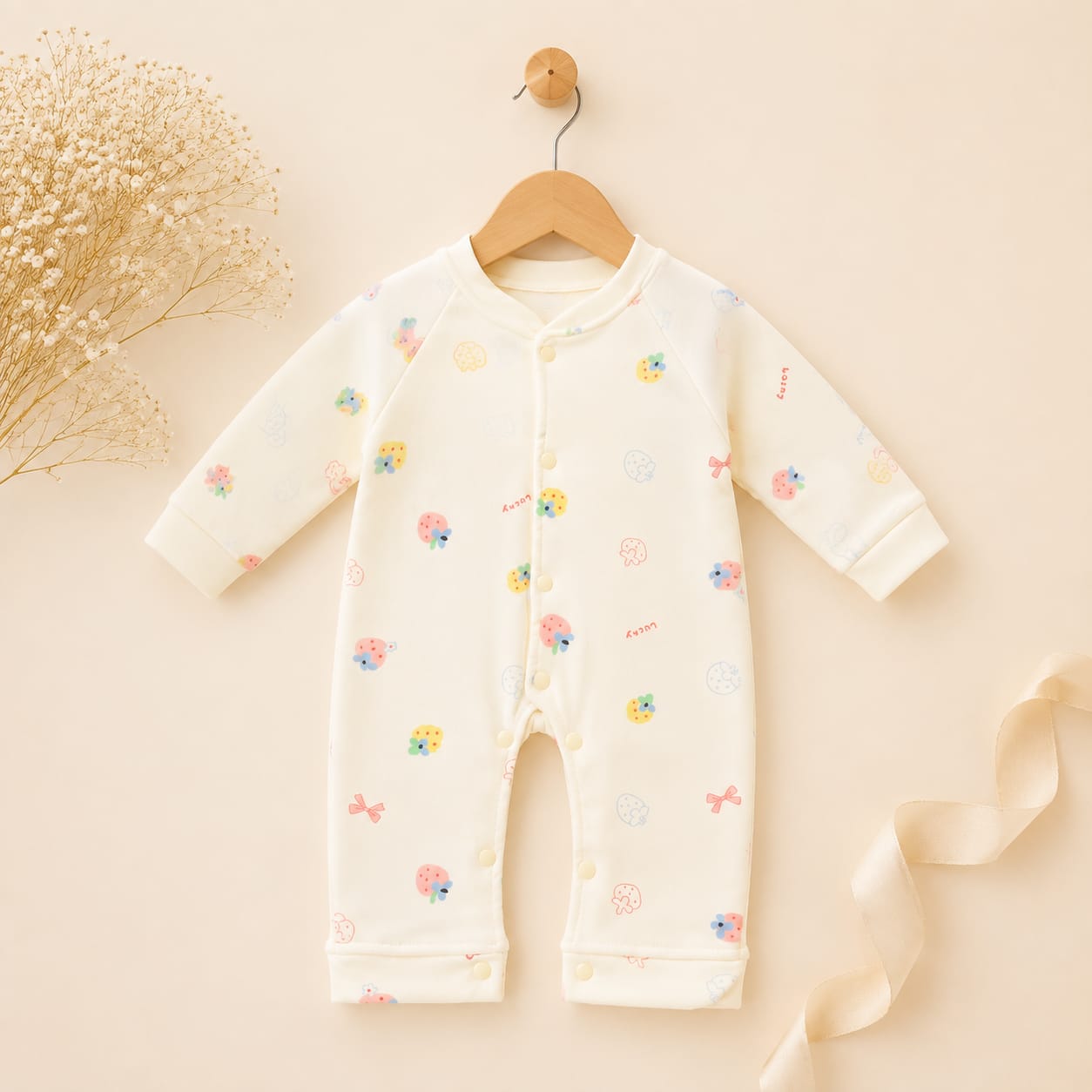 Blush Bunny Print Winter Romper