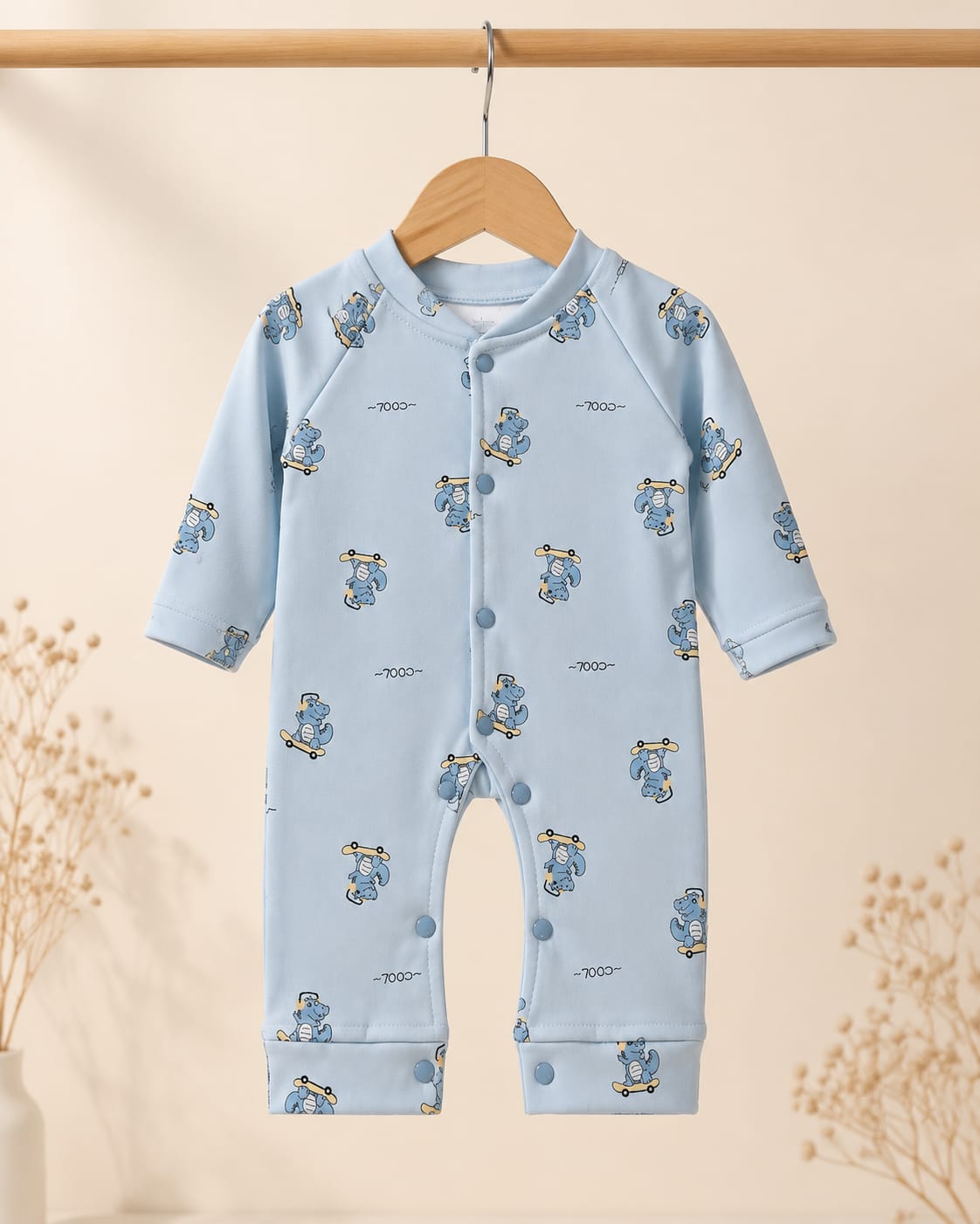 Blush Bunny Print Winter Romper