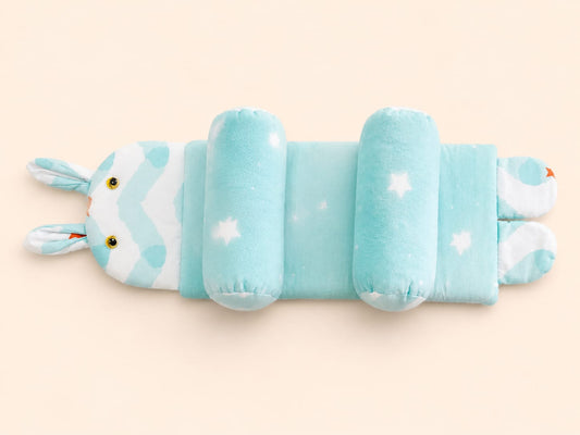 2-in-1 Baby Flat Head Prevention Pillow with Side Support Bolsters