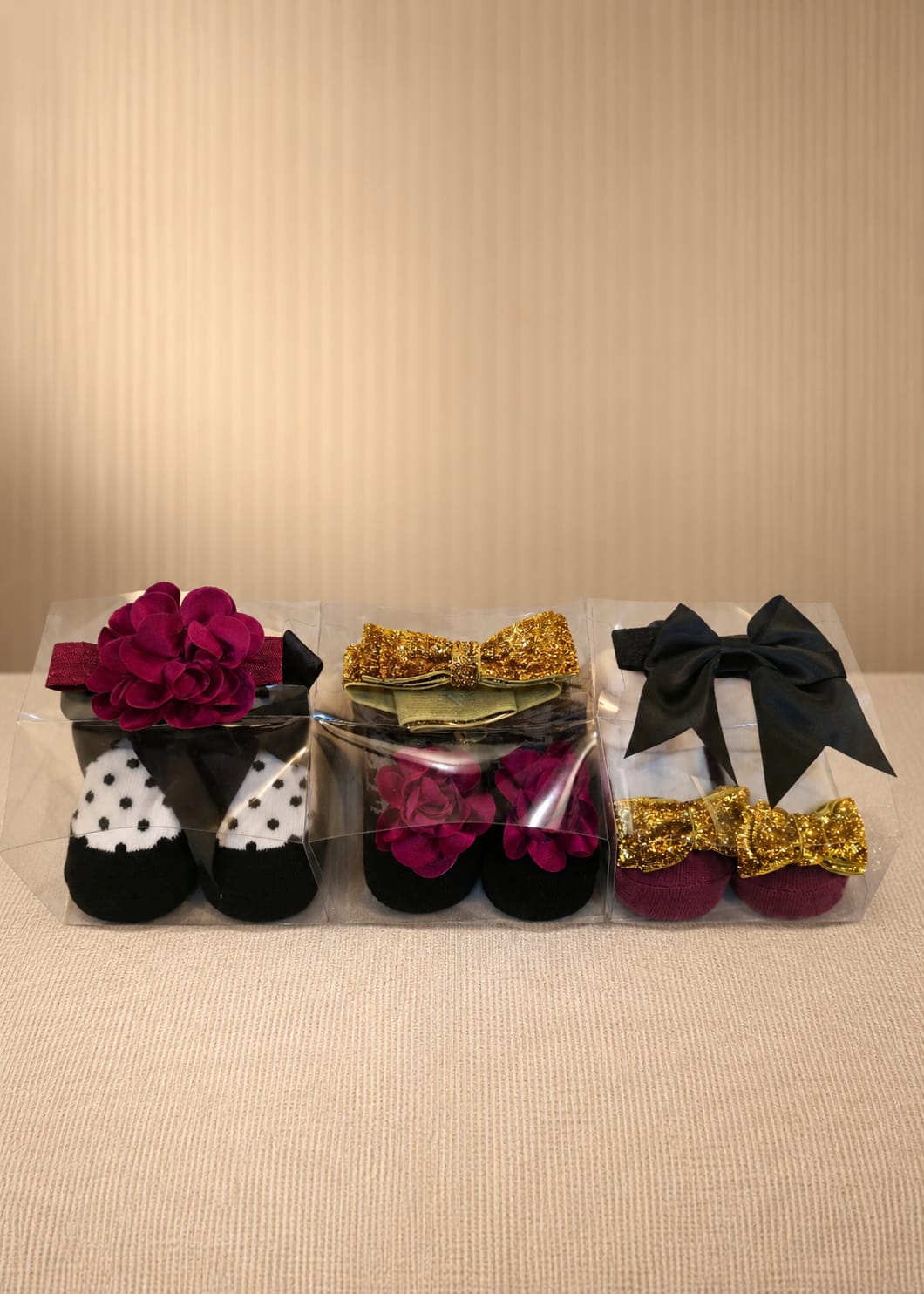 Baby Girl Bow & Socks Gift Set – 3 Pairs