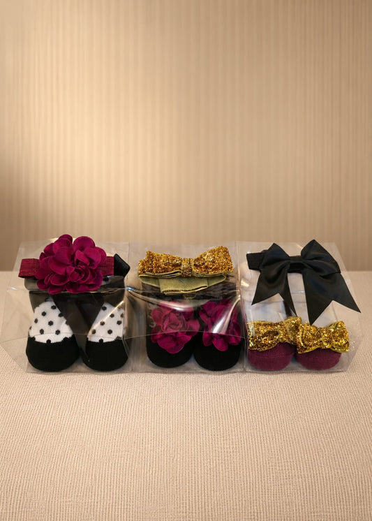 Baby Girl Bow & Socks Gift Set – 3 Pairs
