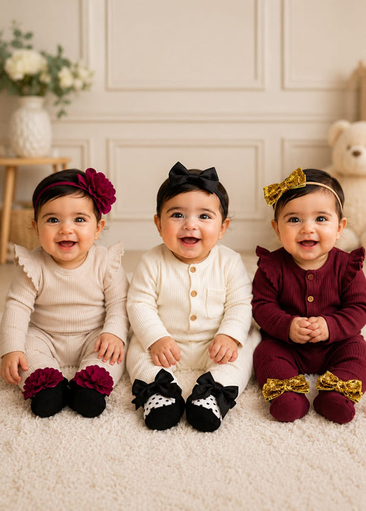 Baby Girl Bow & Socks Gift Set – 3 Pairs