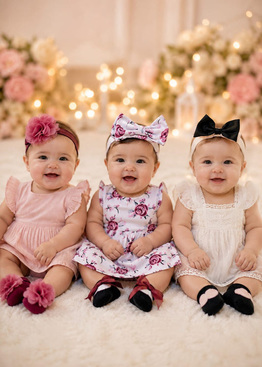 Baby Girl Socks & Headband Gift Set – 3 Pairs