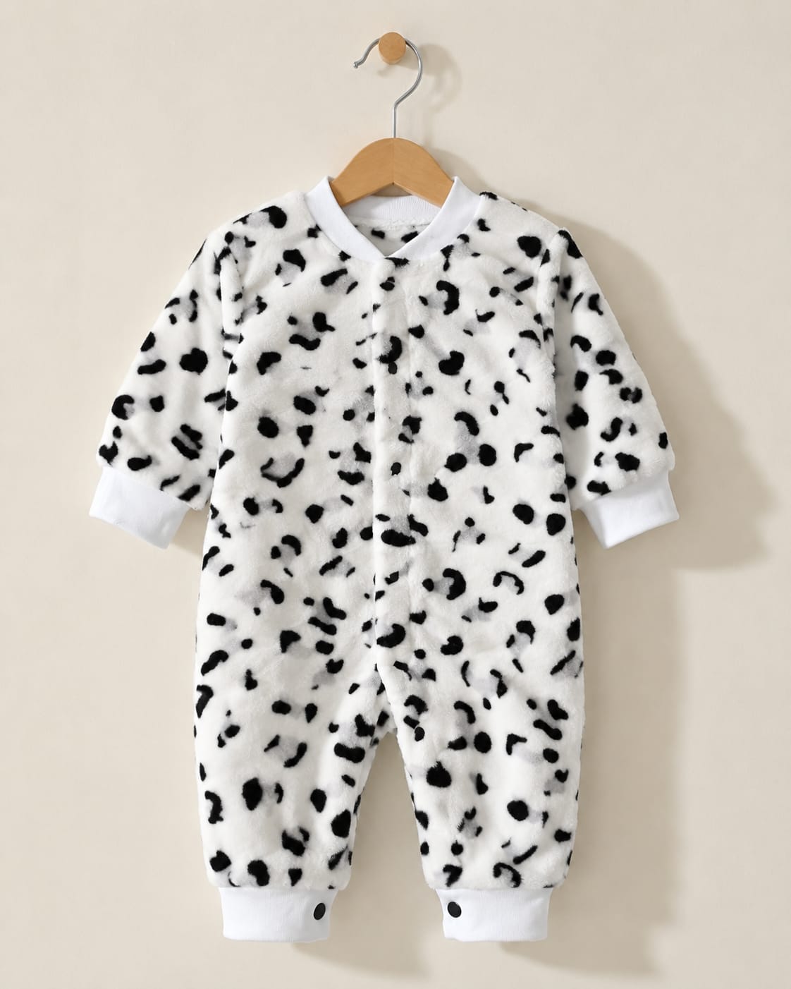 Black & White Plush Fur Baby Romper