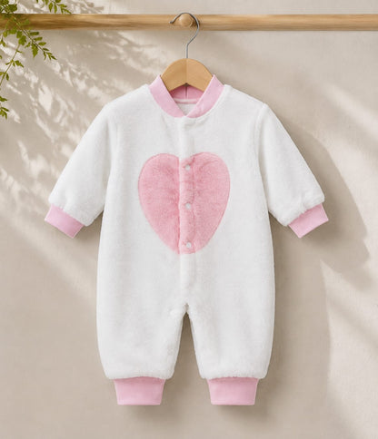 Furry Heart Plush Baby Romper