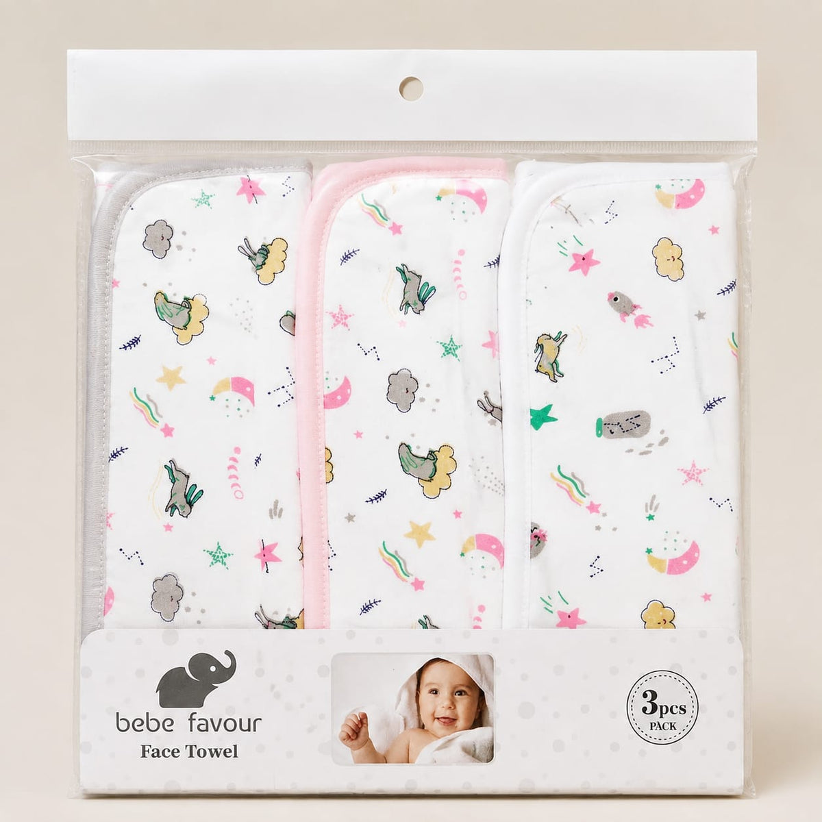 Ultra-Soft Cotton Baby Burp Cloths & Face Towels (3 Pack)
