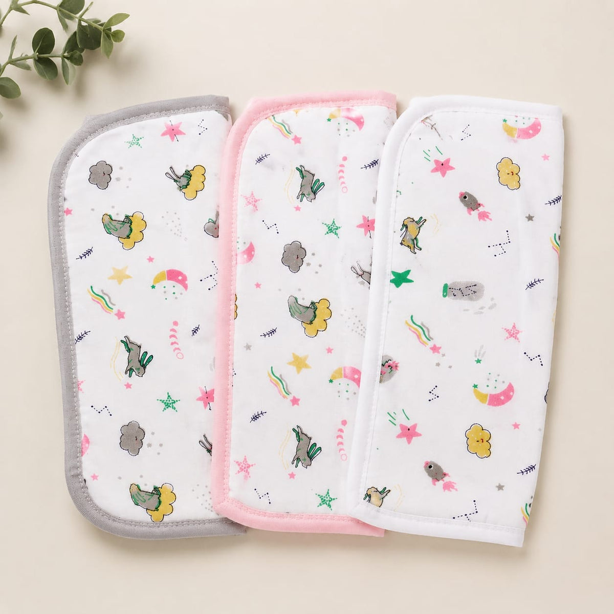 Ultra-Soft Cotton Baby Burp Cloths & Face Towels (3 Pack)