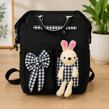 Black  Bunny Cute Diaper Bag Backpack