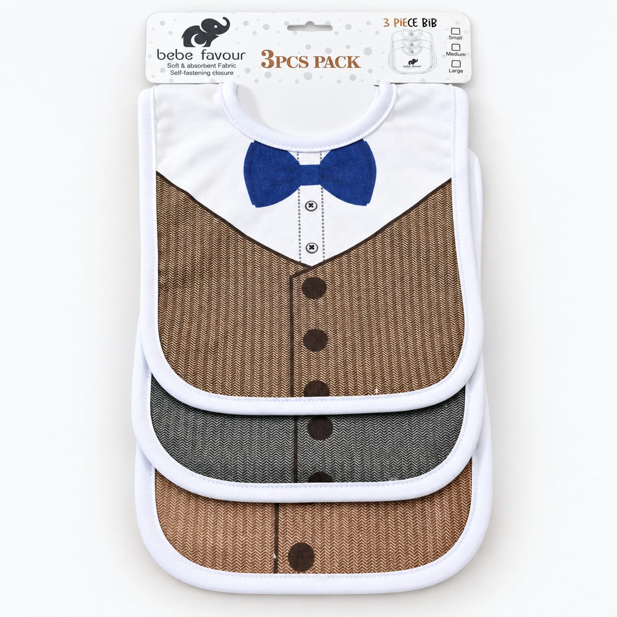 Bebe Favour Gentleman Tuxedo Baby Bibs Set (3-Pack)
