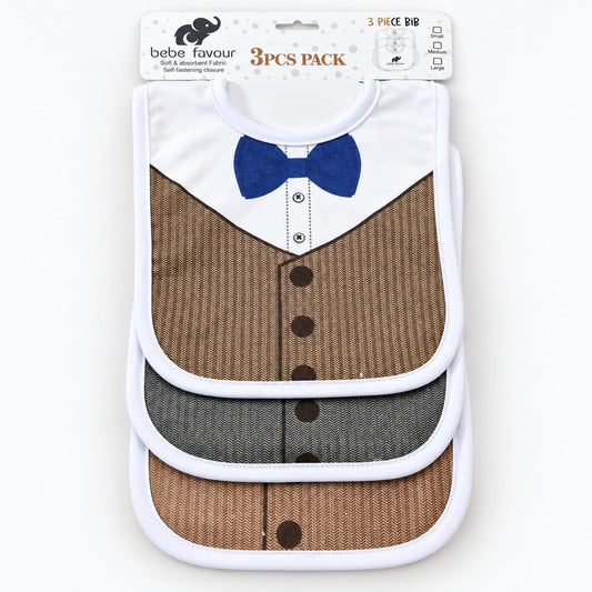 Bebe Favour Gentleman Tuxedo Baby Bibs Set (3-Pack)