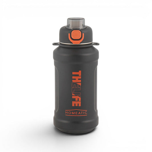HOMEATIC VACUUM FLASK - BLACK STEEL WATER BOTTLE 1000 ML