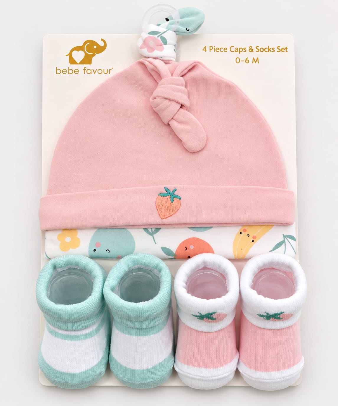 Bebe Favour 4-Piece Baby Caps and Socks Set