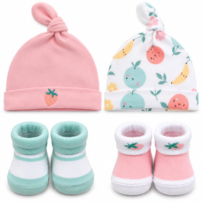 Bebe Favour 4-Piece Baby Caps and Socks Set