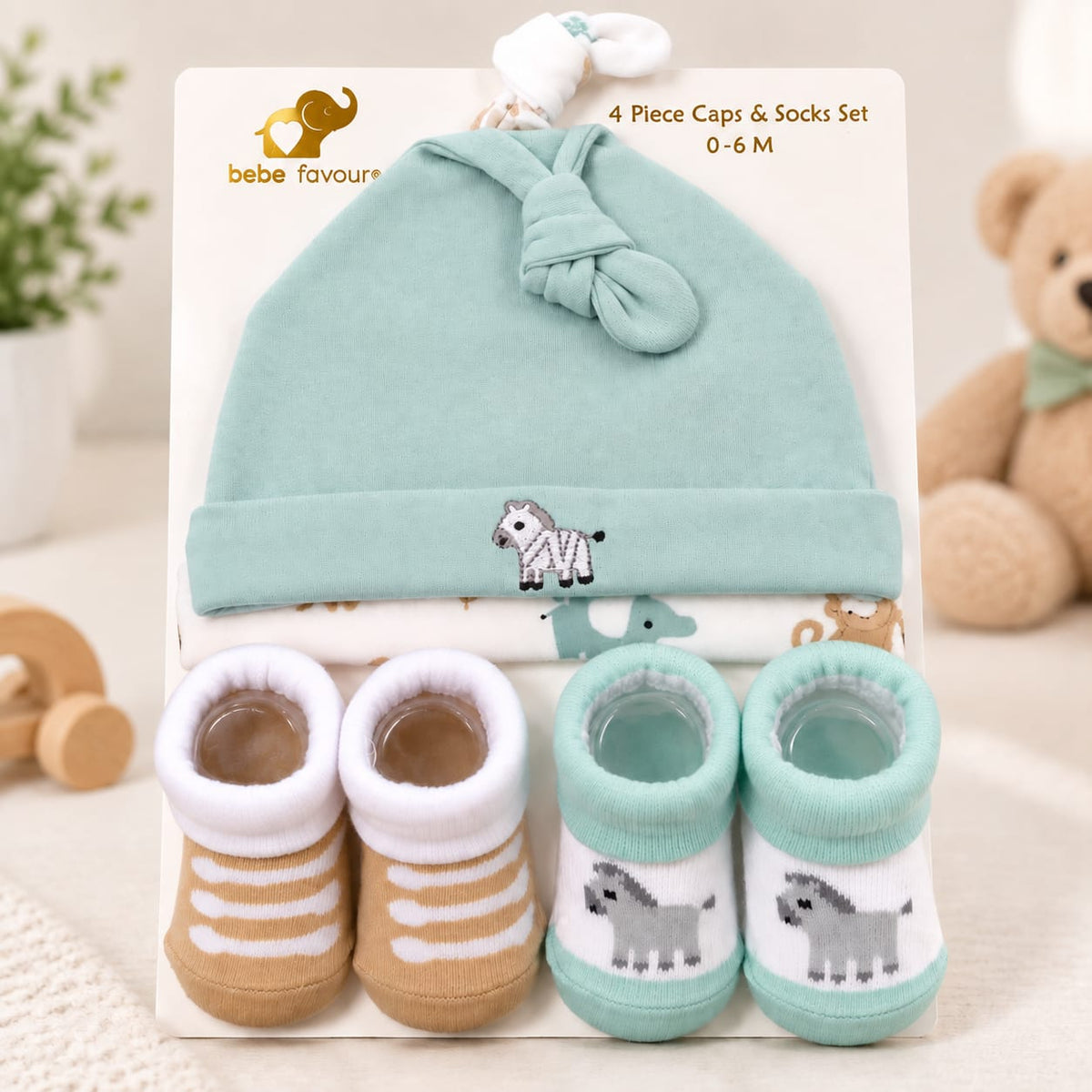 Bebe Favour 4 piece Caps & Socks Set