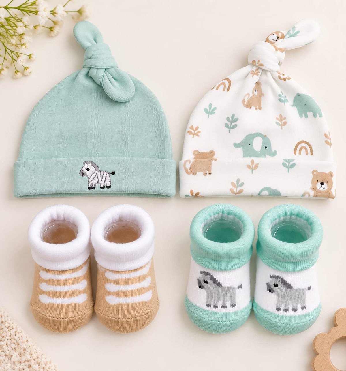 Bebe Favour 4 piece Caps & Socks Set