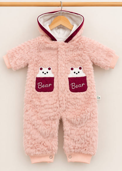 Cute Bear Furr Hooded Romper