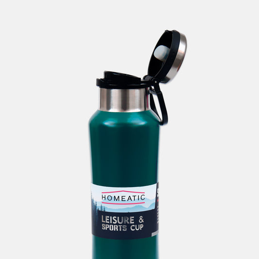HOMEATIC VACUUM FLASK DARK GREEN STEEL WATER BOTTLE 550 ML