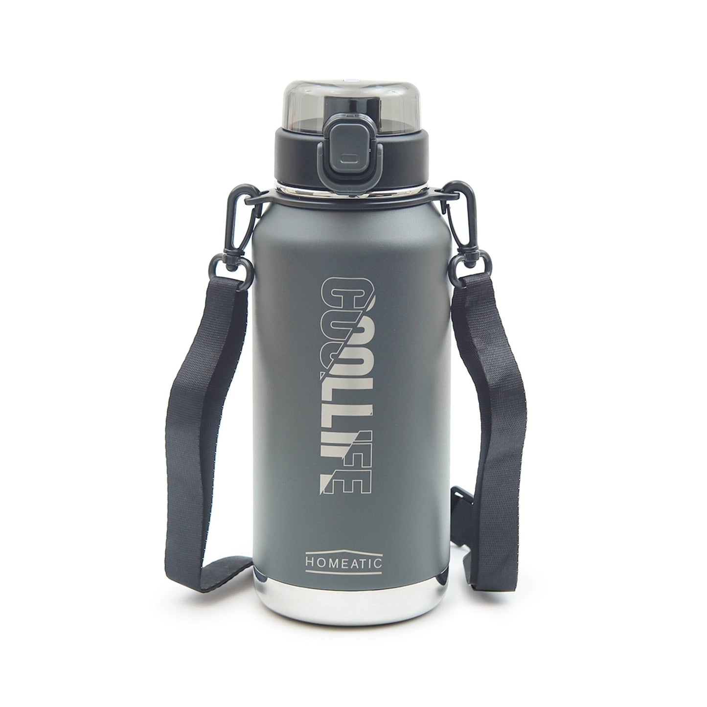 HOMEATIC VACUUM FLASK - GREY STEEL WATER BOTTLE 1100ML
