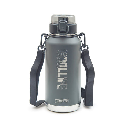 HOMEATIC VACUUM FLASK - GREY STEEL WATER BOTTLE 1100ML